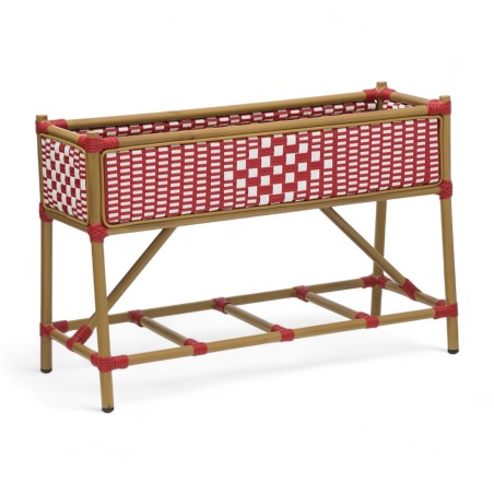 Jardiniere de terrasse tressee orsay rouge blanc aluminium couleur rotin bistrot Jardiniere de terrasse tressee orsay rouge blanc aluminium couleur rotin bistrot