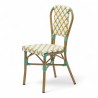 chaise de terrasse parisienne  AUTEUIL en aluminium couleur rotin style gatti drucker tressage jaune blanc et vert