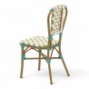 chaise de terrasse parisienne  AUTEUIL en aluminium couleur rotin style gatti drucker tressage jaune blanc et vert