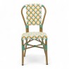 chaise de terrasse parisienne  AUTEUIL en aluminium couleur rotin style gatti drucker tressage jaune blanc et vert