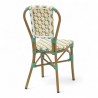 chaise de terrasse parisienne  AUTEUIL en aluminium couleur rotin style gatti drucker tressage jaune blanc et vert