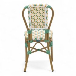chaise de terrasse parisienne rotin gatti drucker AUTEUIL tressage jaune orange et vert