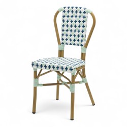 chaise de terrasse parisienne rotin gatti drucker AUTEUIL tressage vert et blanc