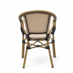 Fauteuil de terrasse kebab BIARRITZ aluminium rotin toile beige blanc