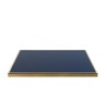 plateau de table carré en stratifié Bleu Marine - cadre laiton mouluré