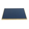 plateau de table carré en stratifié Bleu Marine - cadre laiton mouluré