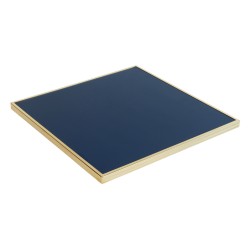 plateau de table carré en stratifié Bleu Marine - cadre laiton mouluré