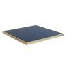 plateau de table carré en stratifié Bleu Marine - cadre laiton mouluré