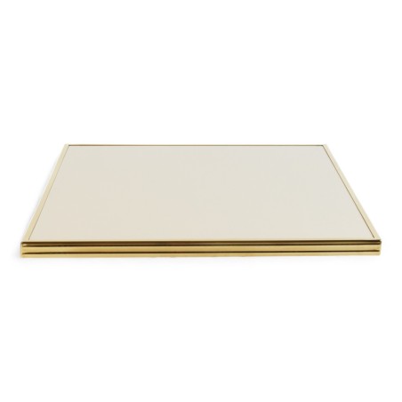 Plateau de table Carré - Crème - Cadre laiton