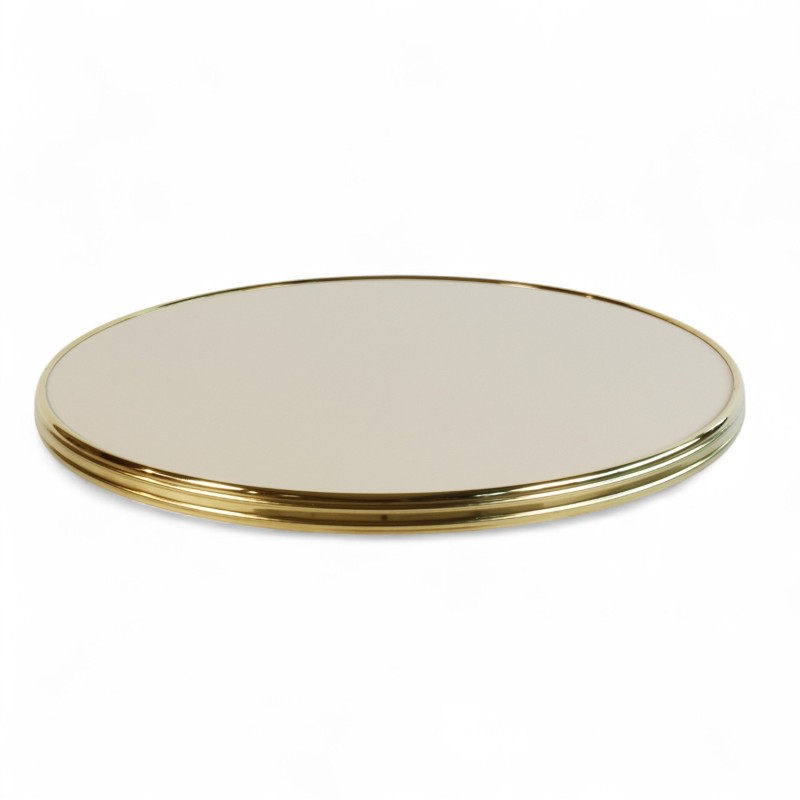 Plateau de table couleur crème, mouluré cadrage doré en laiton