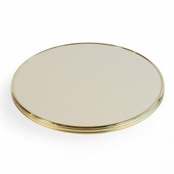 Plateau de table couleur crème, mouluré cadrage doré en laiton