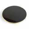 Plateau de table rond Noir Brillant, cerclé en laiton doré