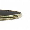 Plateau de table rond Noir Brillant, cerclé en laiton doré