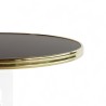 Plateau de table rond Noir mat, cerclé en laiton doré