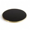 Plateau de table rond Noir mat, cerclé en laiton doré