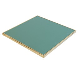 Plateau de table carré, vert cadre doré en laiton Bistromania
