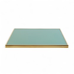 Plateau de table carré, vert cadre doré en laiton Bistromania