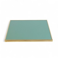 Plateau de table carré, vert cadre doré en laiton Bistromania