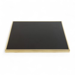 Plateau de table carré Noir Brillant Cadre laiton massif Bistromania