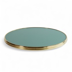 Plateau de table Rond Vert Cerclage laiton Bistromania