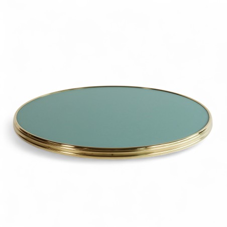 Plateau de table Rond Vert Cerclage laiton Bistromania Plateau de table Rond Vert Cerclage laiton Bistromania