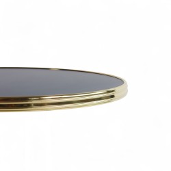 Plateau de table Rond - Bleu Marine - Cerclage en laiton massif Bistromania