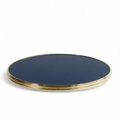 Plateau de table Rond - Bleu Marine - Cerclage en laiton massif Bistromania