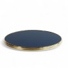 Plateau de table Rond - Bleu Marine - Cerclage en laiton massif Bistromania