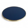 Plateau de table Rond - Bleu Marine - Cerclage en laiton massif Bistromania
