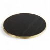 Plateau de table Rond Noir Brillant Nero Graphite Cadre laiton Bistromania