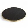 Plateau de table Rond Noir Brillant Nero Graphite Cadre laiton Bistromania