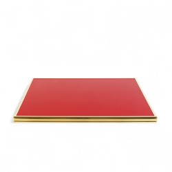 Plateau de table Rond Rouge Capucine Cadre laiton massif Bistromania