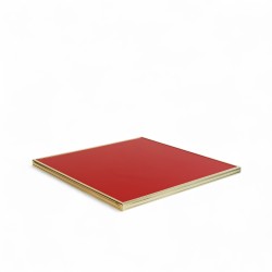 Plateau de table Rond Rouge Capucine Cadre laiton massif Bistromania