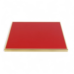 Plateau de table Rond Rouge Capucine Cadre laiton massif Bistromania