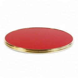 Plateau de table couleur rouge fatal, cadre en laiton massif Bistromania