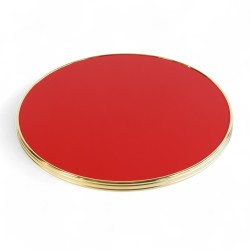 Plateau de table couleur rouge fatal, cadre en laiton massif Bistromania