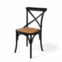 chaise de bistrot tradition noire croix en métal