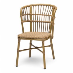 chaise de terrasse samoa imitation rotin naturel dossier enveloppant empilable