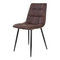chaise de restaurant MIDDELFART assise et dossier matelassés en similicuir marron foncé