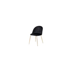 Chaise de salle à manger GENEVE velours noir - pieds dorés