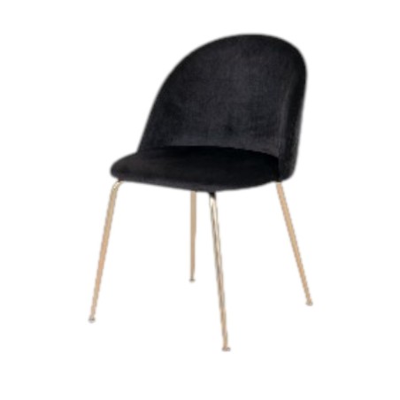 Chaise de salle à manger GENEVE velours noir - pieds dorés