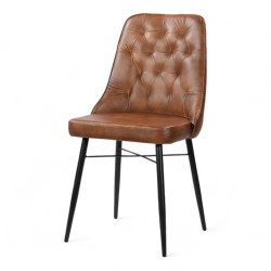 chaise de salle à manger Chester Bistromania similicuir marron vintage confortable