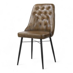 chaise de salle à manger Chester Bistromania similicuir vert olive vintage confortable