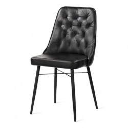 chaise de salle à manger Chester Bistromania similicuir noir vintage confortable