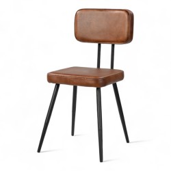 chaise d'intérieur, pour salle à manger soho en cuir marron, pieds noirs
