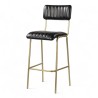 chaise de bar en cuir noir retro structure dorée design industriel chr