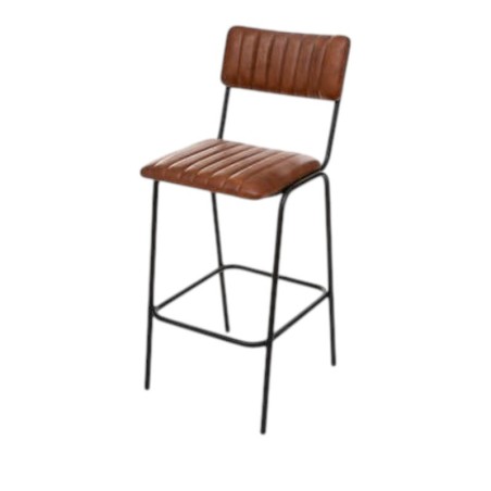 Chaise de bar en cuir RETRO - cuir marron Bistromania
