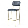 chaise de bar en cuir bleu retro structure dorée design industriel chr