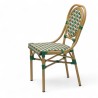Chaise de terrasse GARROS tressé vert orange. Chaise d'extérieur Bistromania aluminium polyrotin