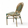 Chaise de terrasse GARROS tressé vert orange. Chaise d'extérieur Bistromania aluminium polyrotin